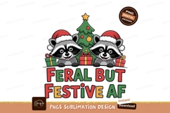 Raccoons wearing santa hats with gifts and christmas tree Product Image 1