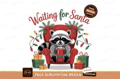 Raccoon wearing Santa hat drinking hot cocoa image Product Image 1