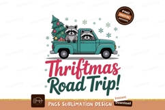 Raccoons driving truck with Christmas tree holiday Product Image 1
