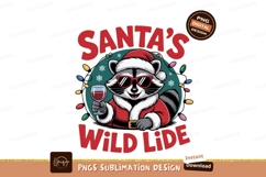 Raccoon Santa holding wine glass christmas Product Image 1