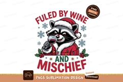 Raccoon drinking wine wearing Santa hat christmas holiday Product Image 1