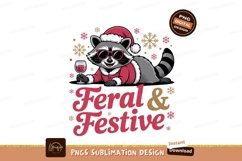 Raccoon wearing santa hat and sunglasses holding wine glass Product Image 1