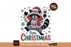 Festive raccoon holding wine glass christmas santa Product Image 1