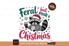 Raccoon wearing Santa hat holding wine glass christmas Product Image 1
