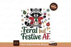 Raccoon wearing festive lights holding wine christmas Product Image 1