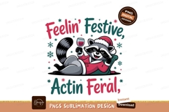Raccoon festive wine drinking Christmas image Product Image 1