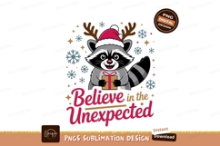 Festive raccoon holding gift with antlers christmas Product Image 1