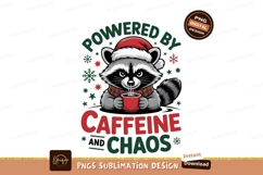 Raccoon wearing Santa hat holding coffee christmas Product Image 1