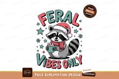 Raccoon wearing Santa hat drinking hot chocolate christmas Product Image 1