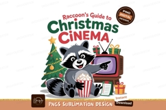 Raccoon pointing at Christmas cinema popcorn television Product Image 1