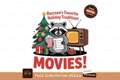 Raccoon holiday movie watching tradition popcorn Product Image 1