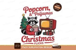 Raccoon pajama christmas movie night popcorn tree Product Image 1