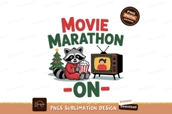 Raccoon watching movie with popcorn television christmas Product Image 1