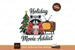 Raccoon watching television with popcorn christmas Product Image 1