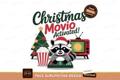 Raccoon Christmas Movie Night popcorn television Product Image 1