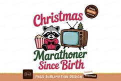 Raccoon watching television with popcorn christmas Product Image 1