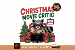 Raccoon watching Christmas movies critic popcorn Product Image 1