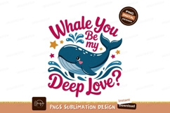 Cute whale saying will you be my deep love ocean water Product Image 1