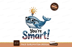 Blue whale with lightbulb and glasses idea Product Image 1