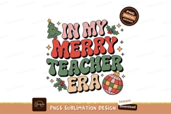 Merry teacher holiday graphic christmas retro Product Image 1