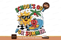 Cheerful sun and apple surfing wave summer Product Image 1