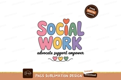 Colorful social work text hearts image Product Image 1