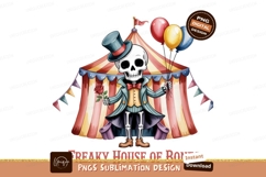 Skeleton performer with balloons and rose circus tent Product Image 1