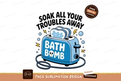 Blue toaster with bread and text bath bomb Product Image 1
