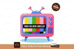 Pink retro television with test pattern blue hearts Product Image 1