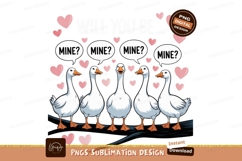 Five white geese asking to be mine orange hearts Product Image 1