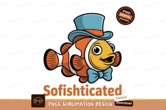 Orange white fish wearing blue hat bowtie clownfish Product Image 1