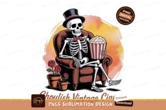 Skeleton watching movie with popcorn chair roses Product Image 1