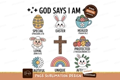 Easter bunny sheep cross rainbow flower image Product Image 1