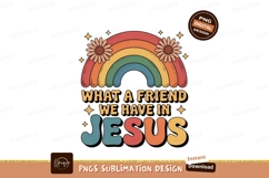Retro rainbow flowers Jesus text image Product Image 1
