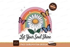 Daisy rainbow butterflies sublimation pink yellow Product Image 1