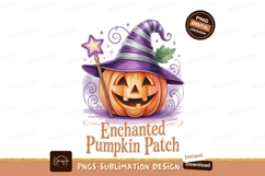 Grinning pumpkin witch with star wand image Product Image 1