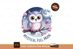 Owl moon branch blossoms pink Product Image 1