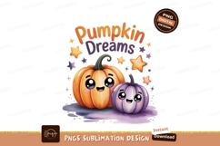 Cute orange purple pumpkins stars kawaii Product Image 1