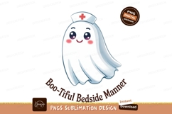 Cute ghost nurse with red cross white Product Image 1