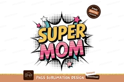 Super Mom Bold Typography stars pink Product Image 1
