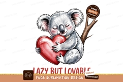 Adorable koala hugging red heart cute Product Image 1