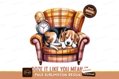 Sleeping beagle dog alarm clock plaid armchair image Product Image 1