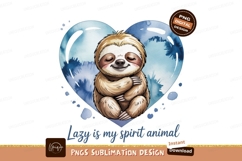 Cute sloth heart watercolor animal blue Product Image 1