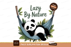 Sleeping panda in hammock surrounded by leaves nature Product Image 1