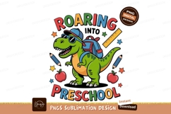 Dinosaur wearing backpack and glasses ruler apple Product Image 1