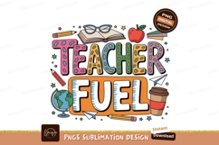Teacher fuel coffee apple book pencils globe image Product Image 1