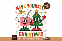 Festive mug and tree characters celebrating christmas Product Image 1