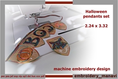 Set ITH pendants BOO maple leaf pumpkin bat designs Applique Product Image 1
