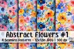 Abstract Flowers Digital Paper #1 - 4 Seamless Patterns Product Image 1