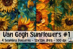 Van Gogh Sunflowers Digital Paper #1 - 4 Seamless Pattern Product Image 1